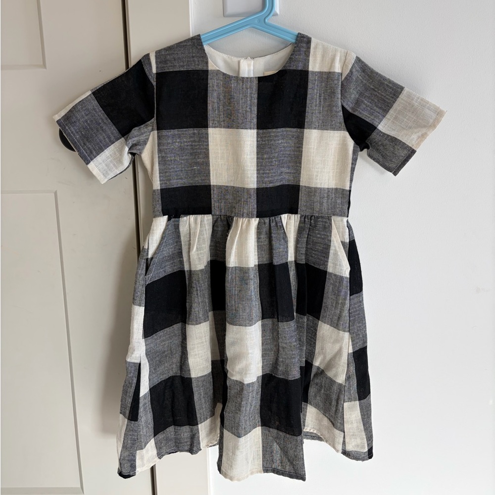 Roolee Black & Cream Buffalo Check Short-Sleeve Dress